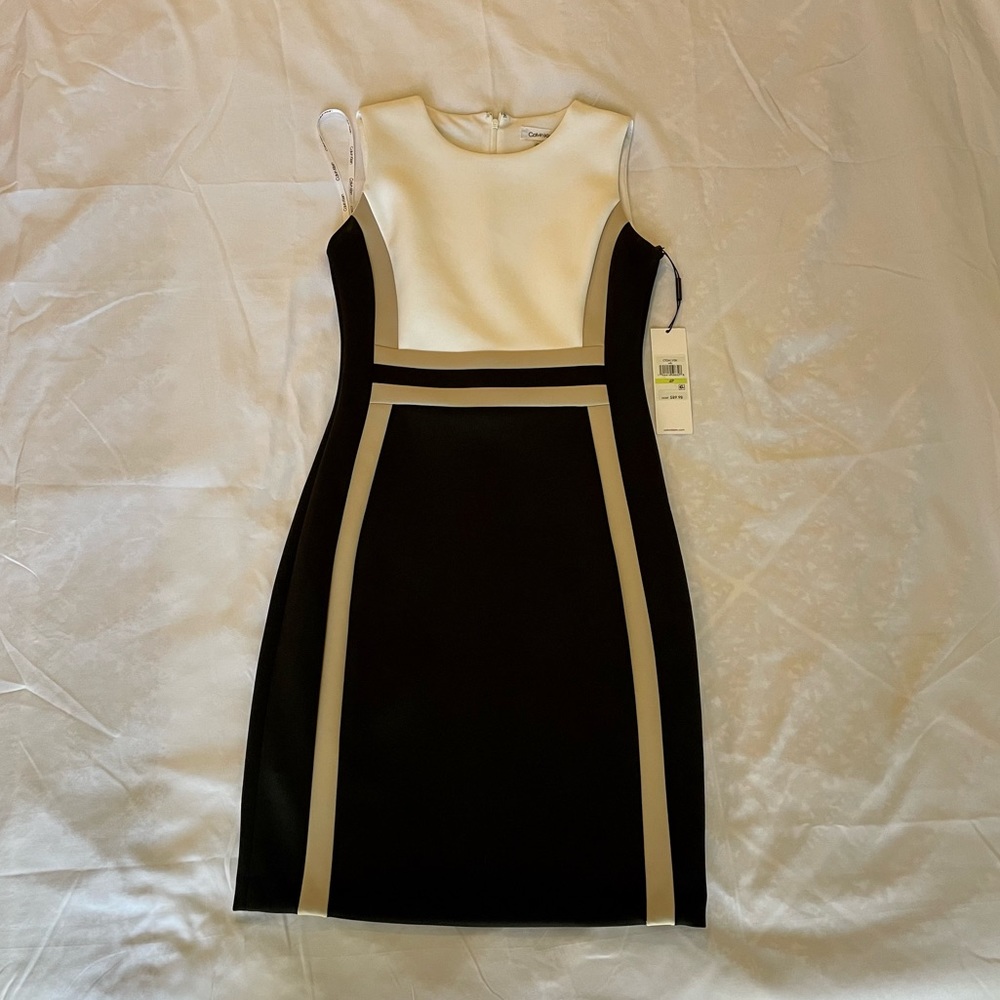 NWT Calvin Klein Colorblock Sheath Dress Size 4 Petite